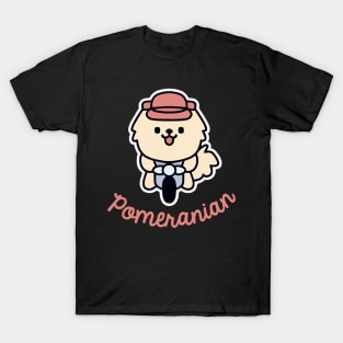 Pomeranian Dog Vintage Biker Dog Owner Retro Funny Dog T-Shirt